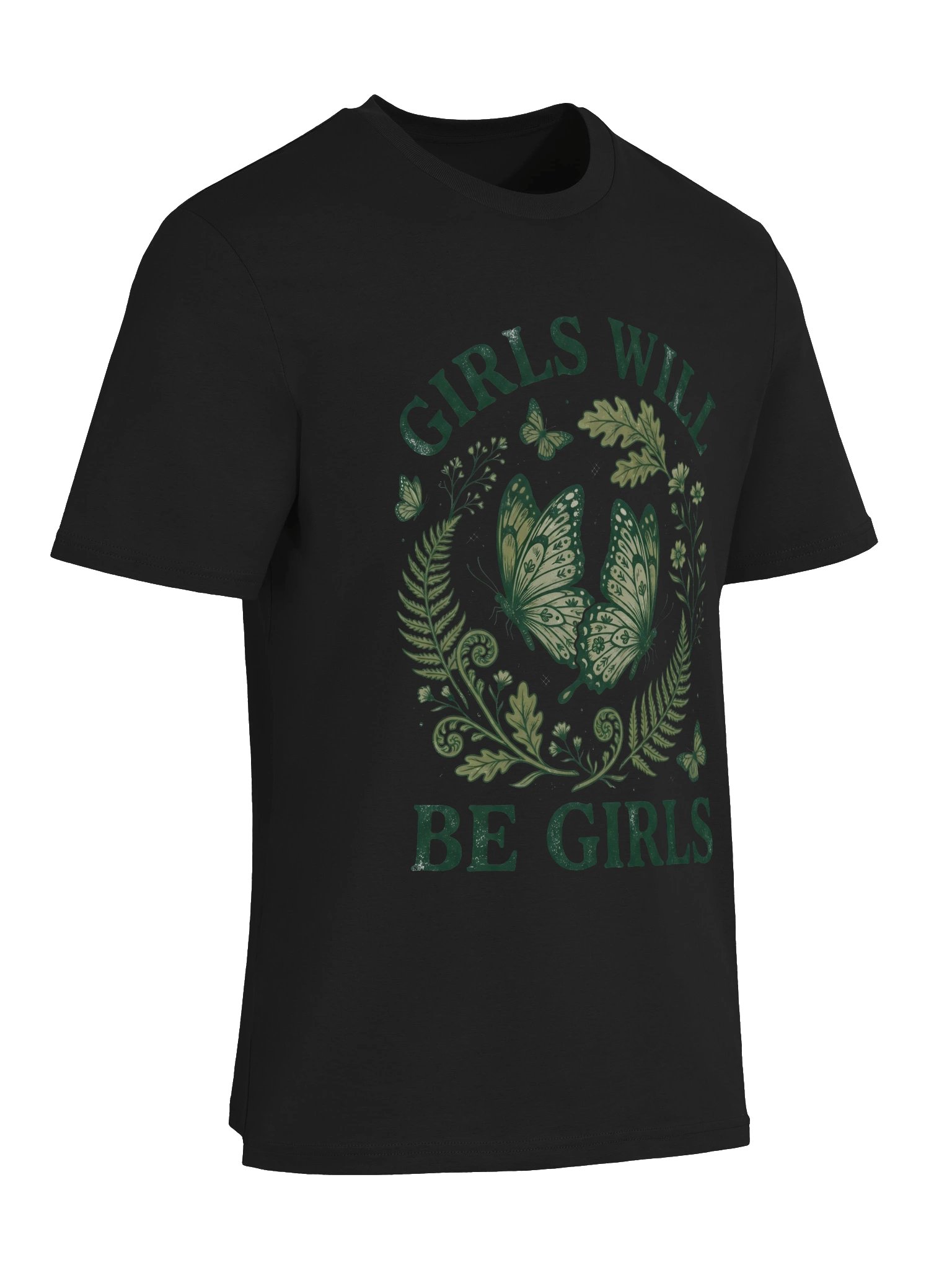 Botanical Butterfly T-Shirt | Girls Will Be Girls Tee | Dark Floral Nature Shirt | Feminine Graphic Top product image (39)