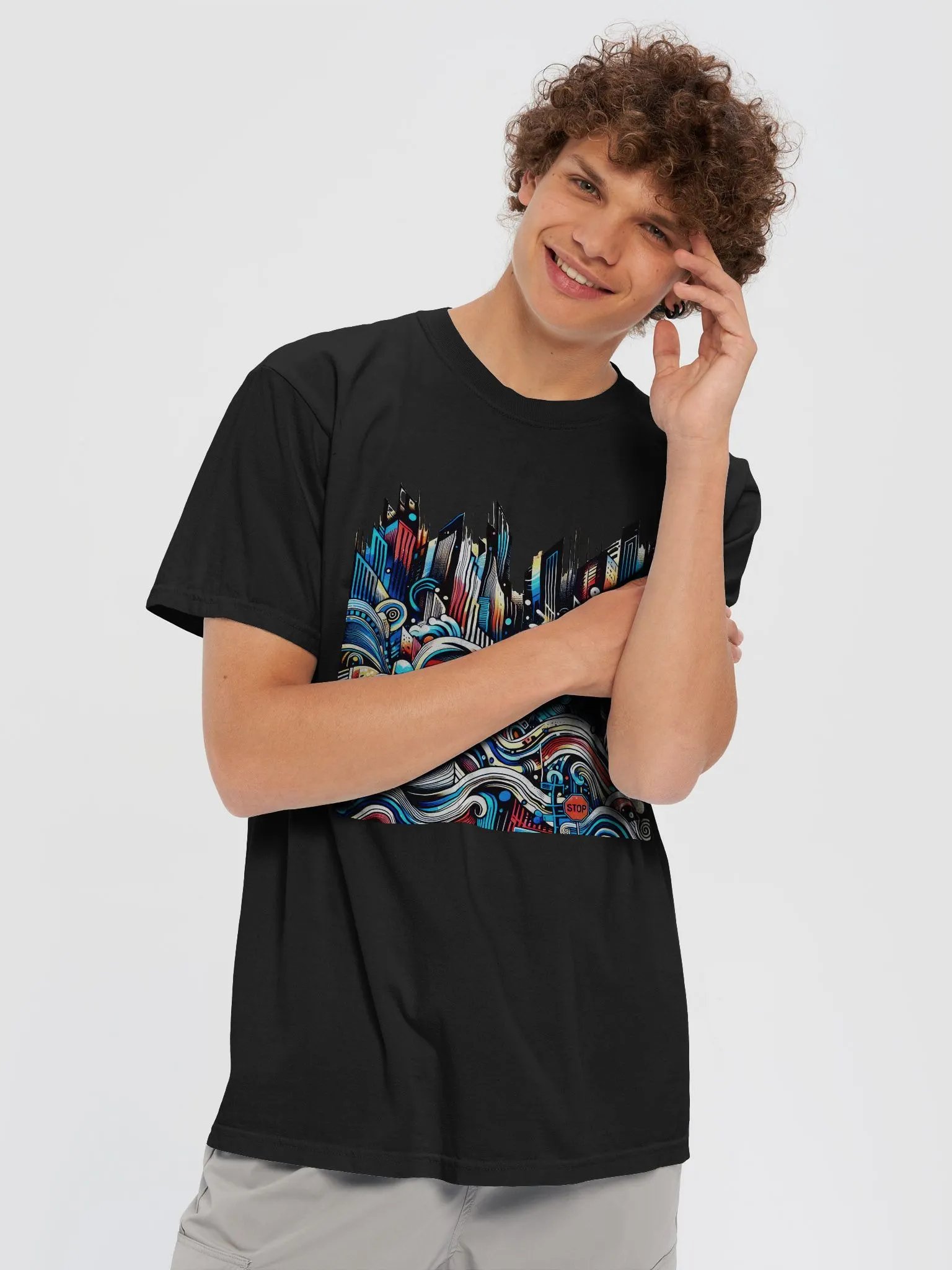 Waves Of The Street Black T-Shirt – Bold Urban Streetwear product image (5)