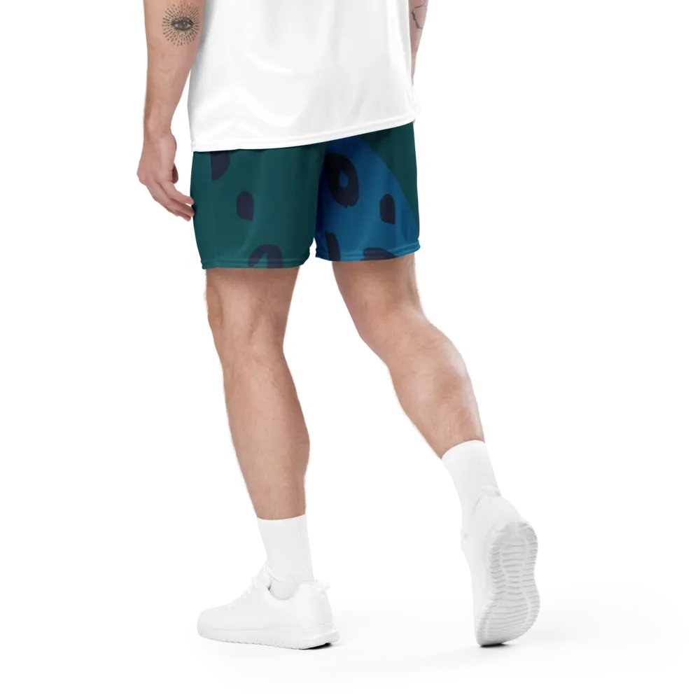 Turquoise Leopard Unisex Mesh Shorts product image (4)