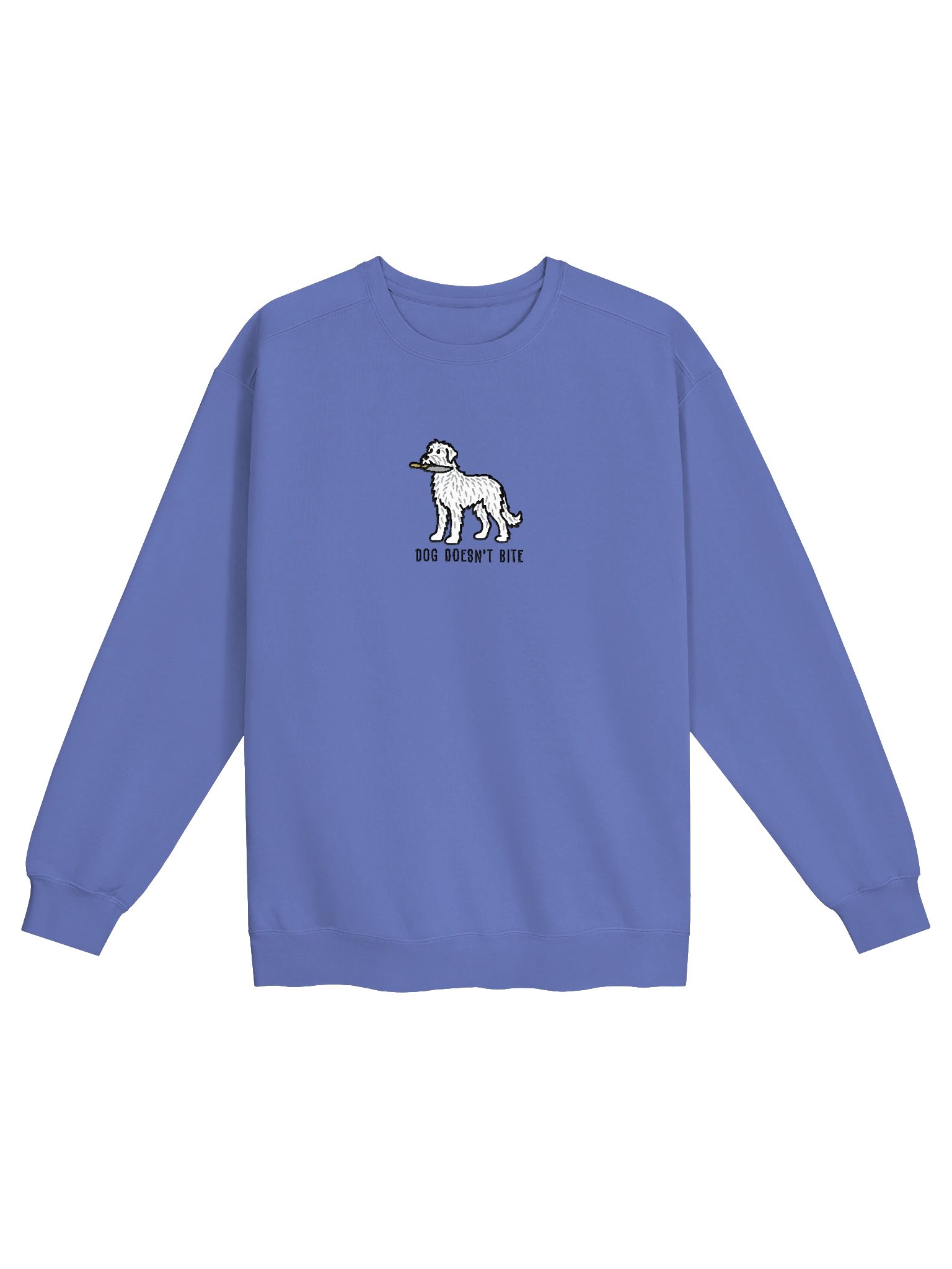 Dog Doesn't Bite Funny Chibi-Style Embroidered Premium Sweatshirt for Irish Wolfhound(White) Owners product image (9)