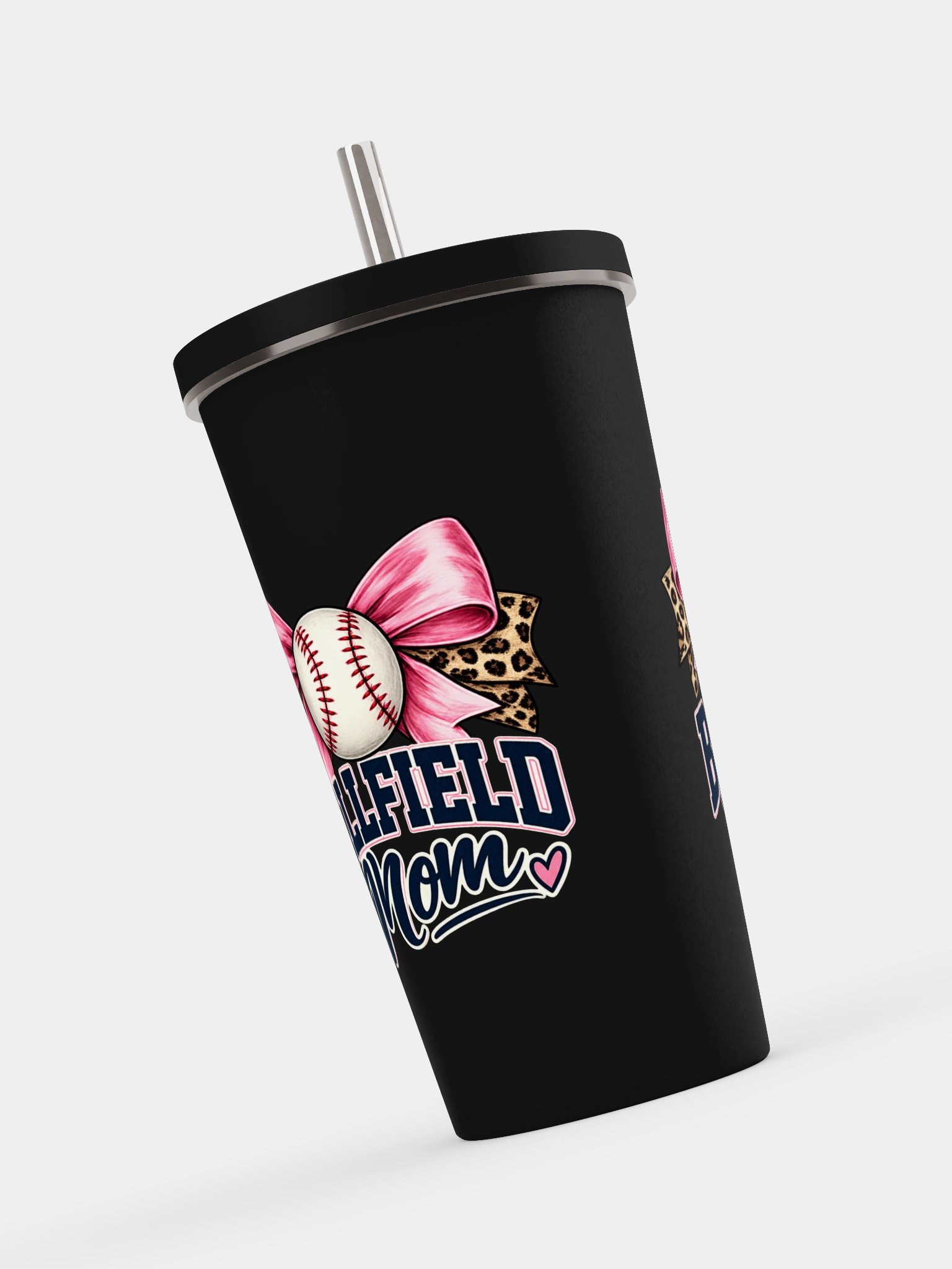 Leopard Bow Softball Tumbler | Ballfield Mom Cup product image (7)