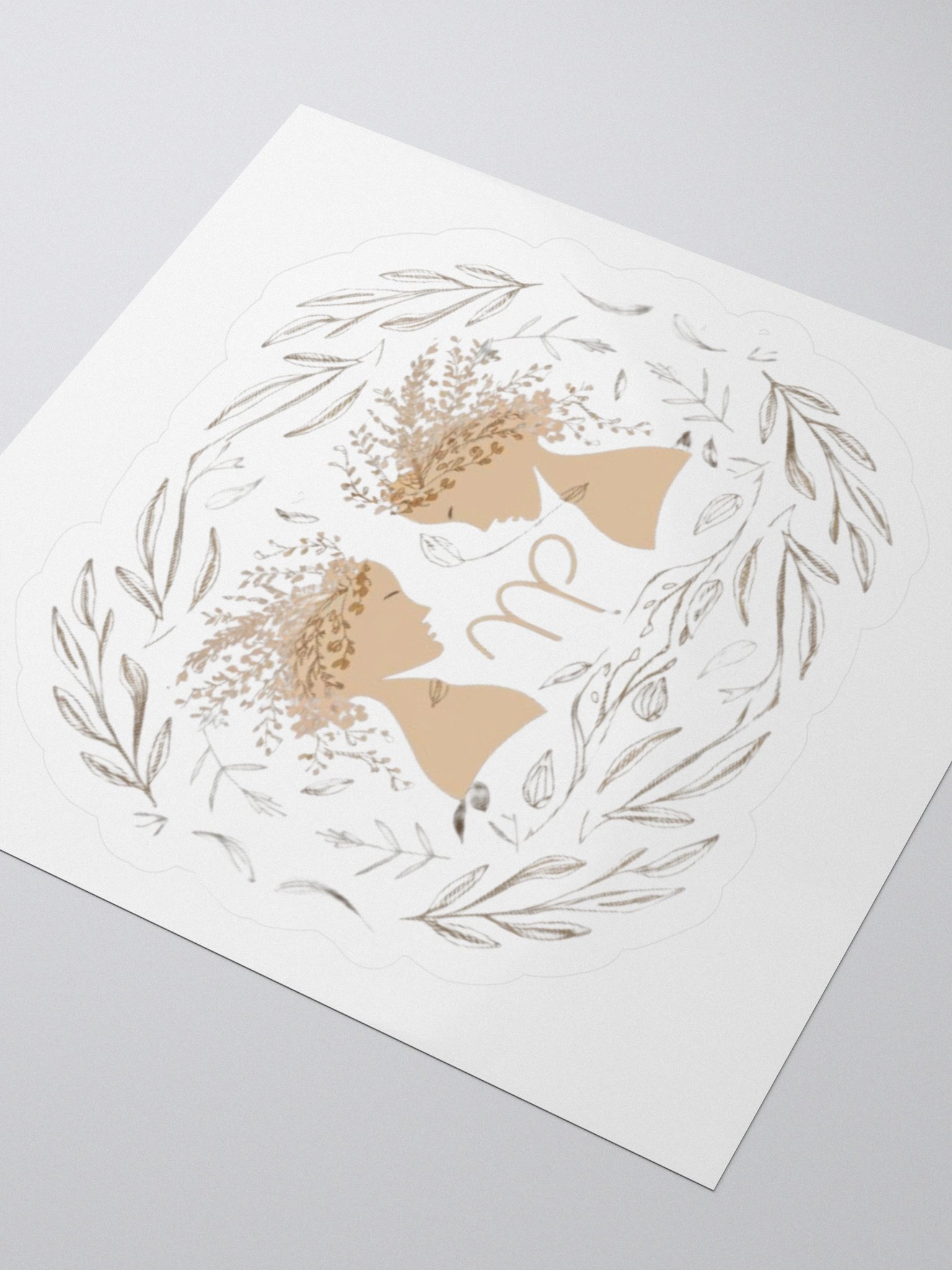Virgo Zodiac Sticker - Maiden with Wheat & Floral - Durable Vinyl product image (9)
