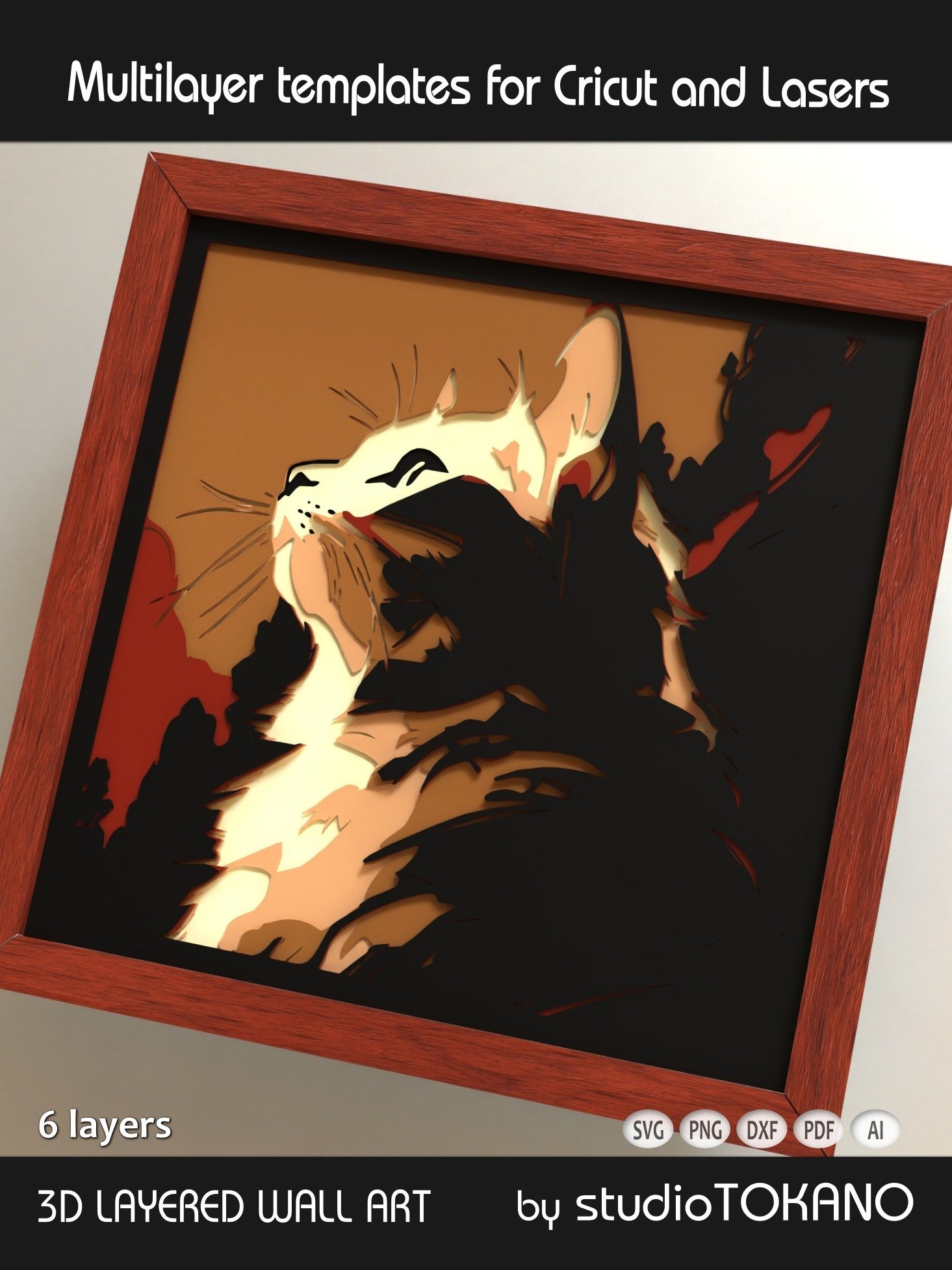 Cat 3D SVG Cut File product image (2)
