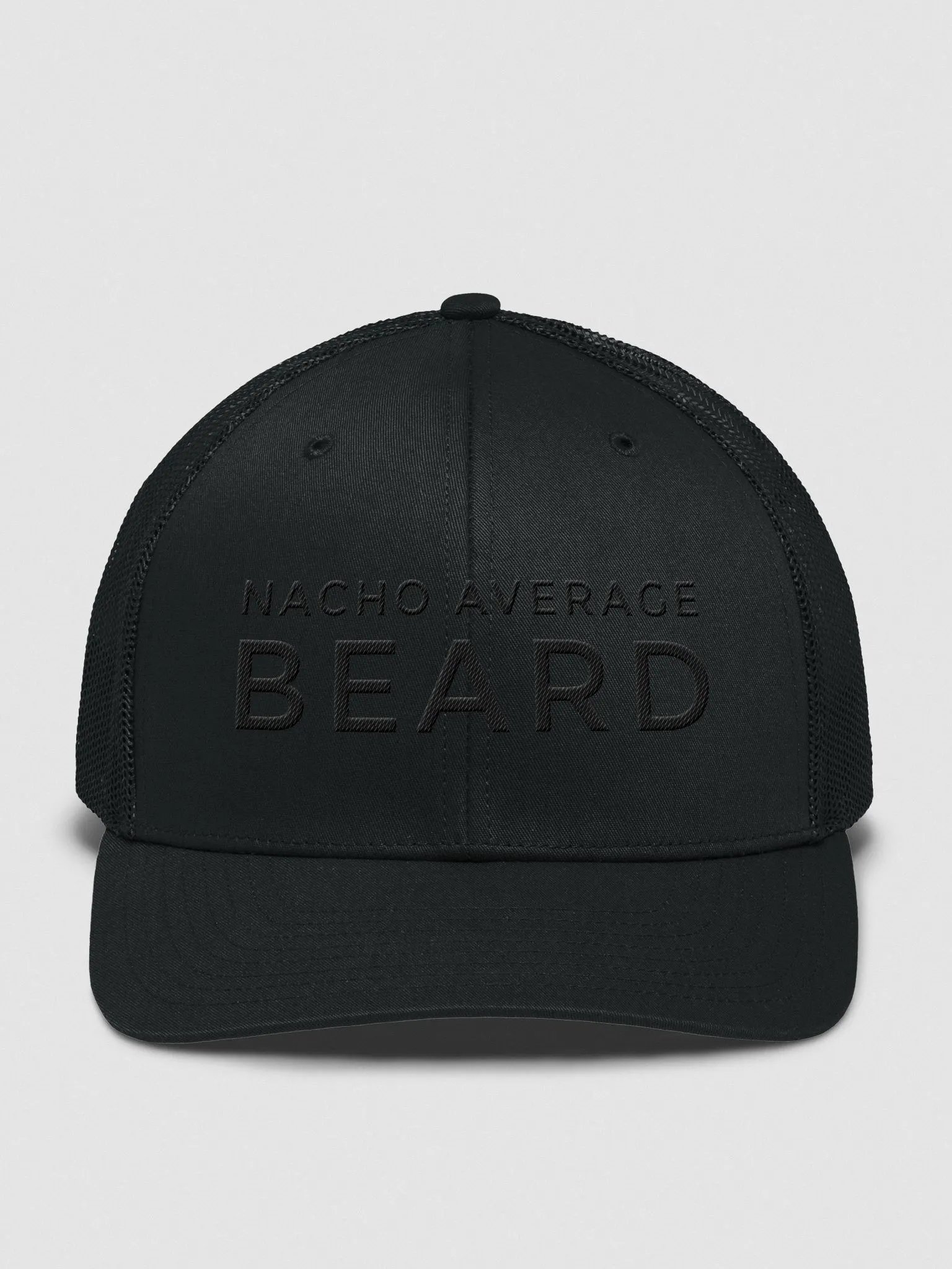Nacho Average Beard Trucker Cap (Black Embroidery) product image (1)