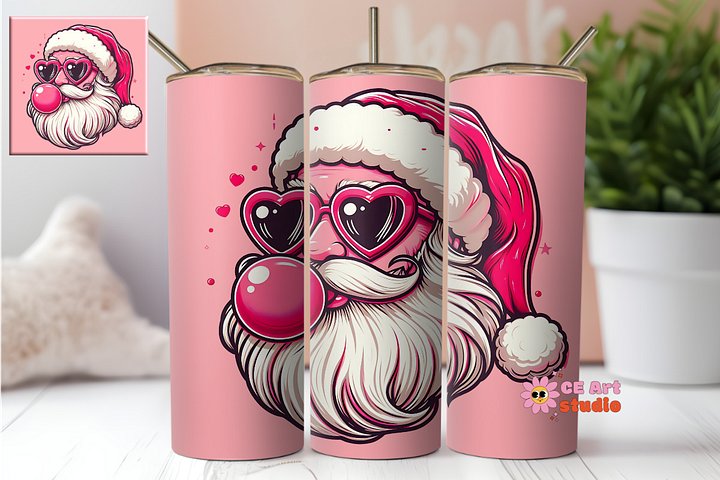 Santa Blowing Bubble Tumbler Wrap PNG product image (1)