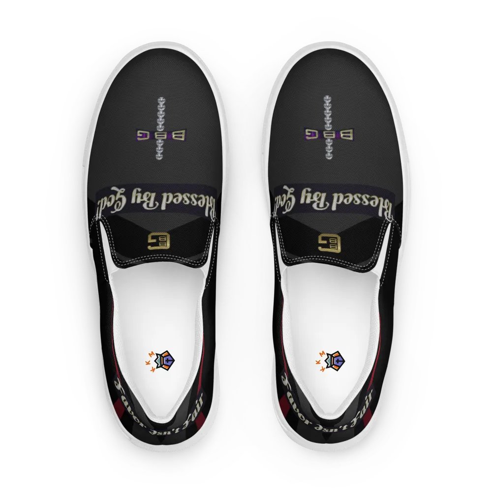 BBG Diamond Cross Black with Red Stripe Men's Slip Ons product image (9)