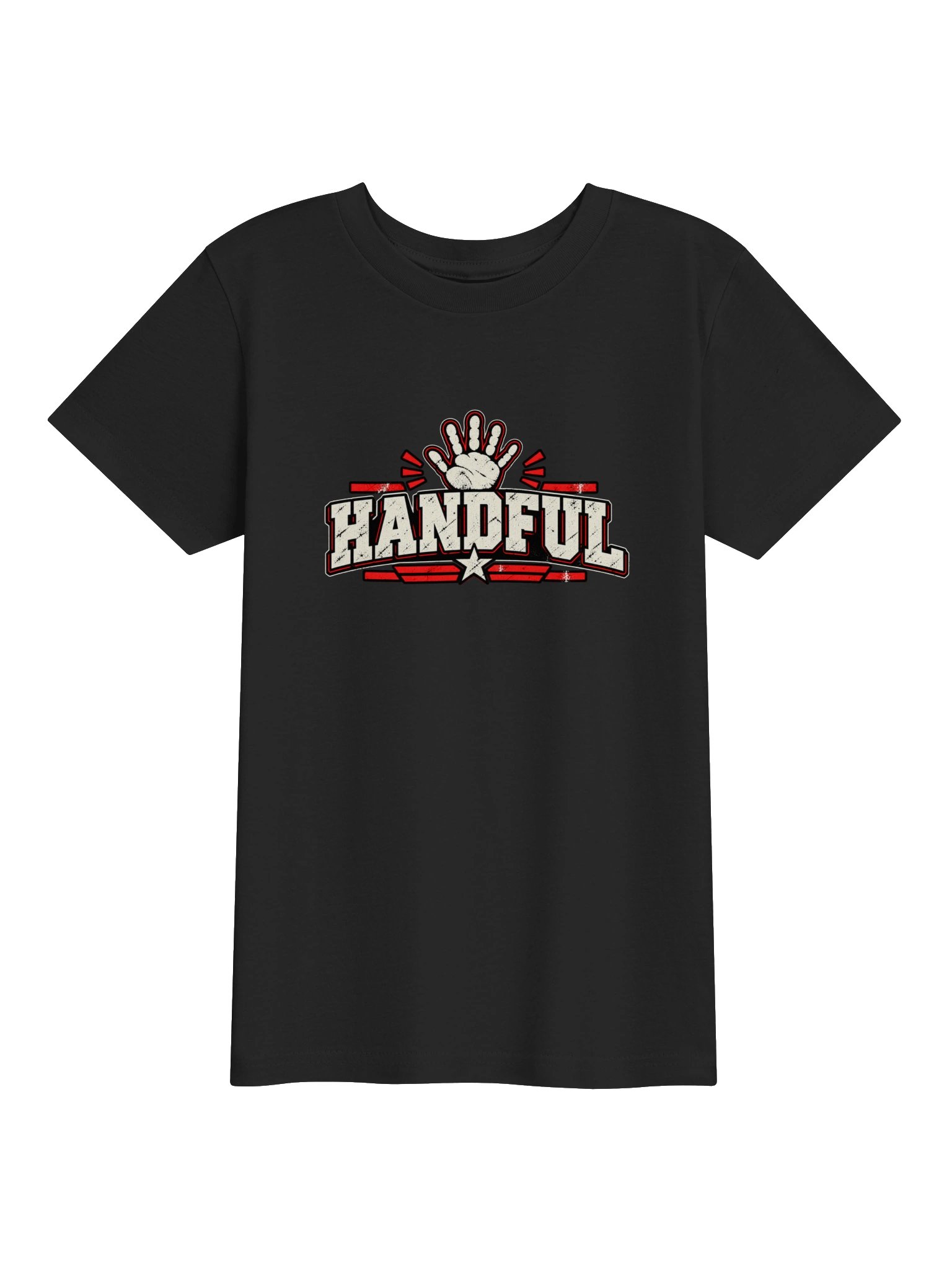 Handful Kids T-Shirt | Funny Handprint Youth Graphic Tee | Exhausted Parental Collection product image (1)