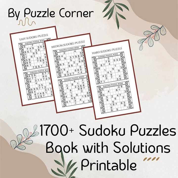 1700 Sudoku Puzzles Bundle Printable (Digital Product) by Puzzle Corner product image (1)