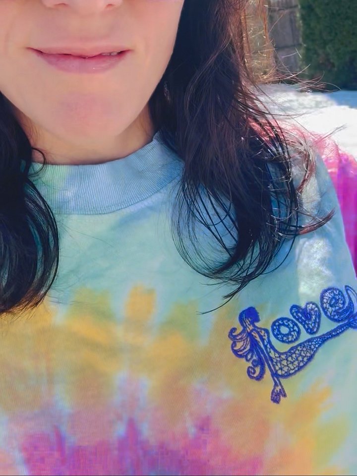 Mermaid Love | Embroidered Oversized Tie-Dye Tee | Color: Sherbet Rainbow product image (2)