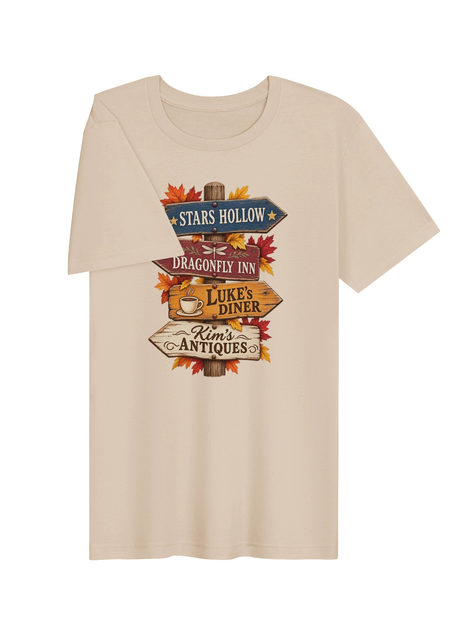 Stars Hollow Signpost T-Shirt | Cozy Fall Town Graphic Tee product image (23)