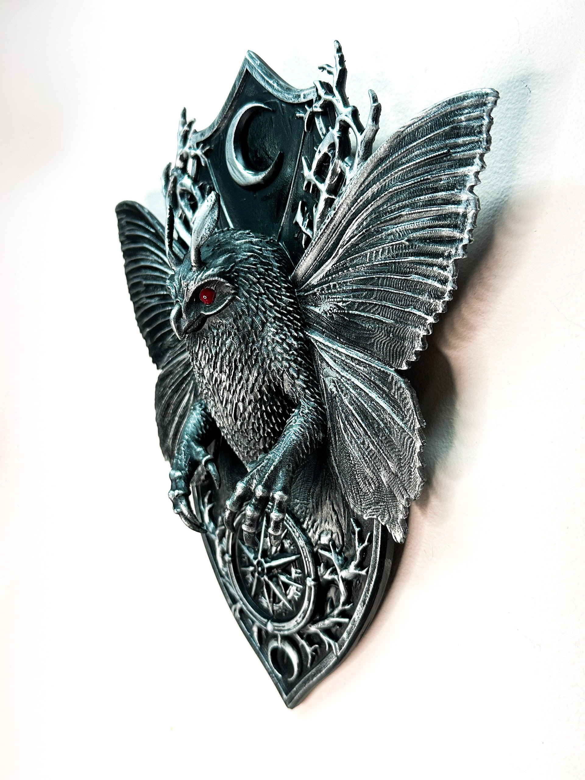 Mothman Wall Plaque Handcrafted Gothic Cryptid Wall Art product image (4)