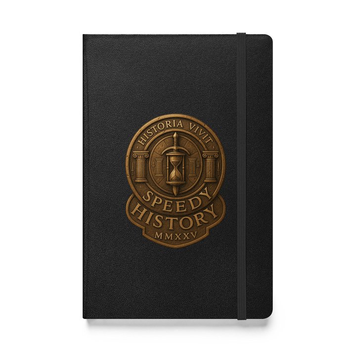 Speedy History™ Hardcover Bound Notebook (5.5" × 8.5") — “Historia Vivit” Edition | Embossed Seal | Lined Cream Pages | Elastic Closure + Ribbon Marker product image (1)