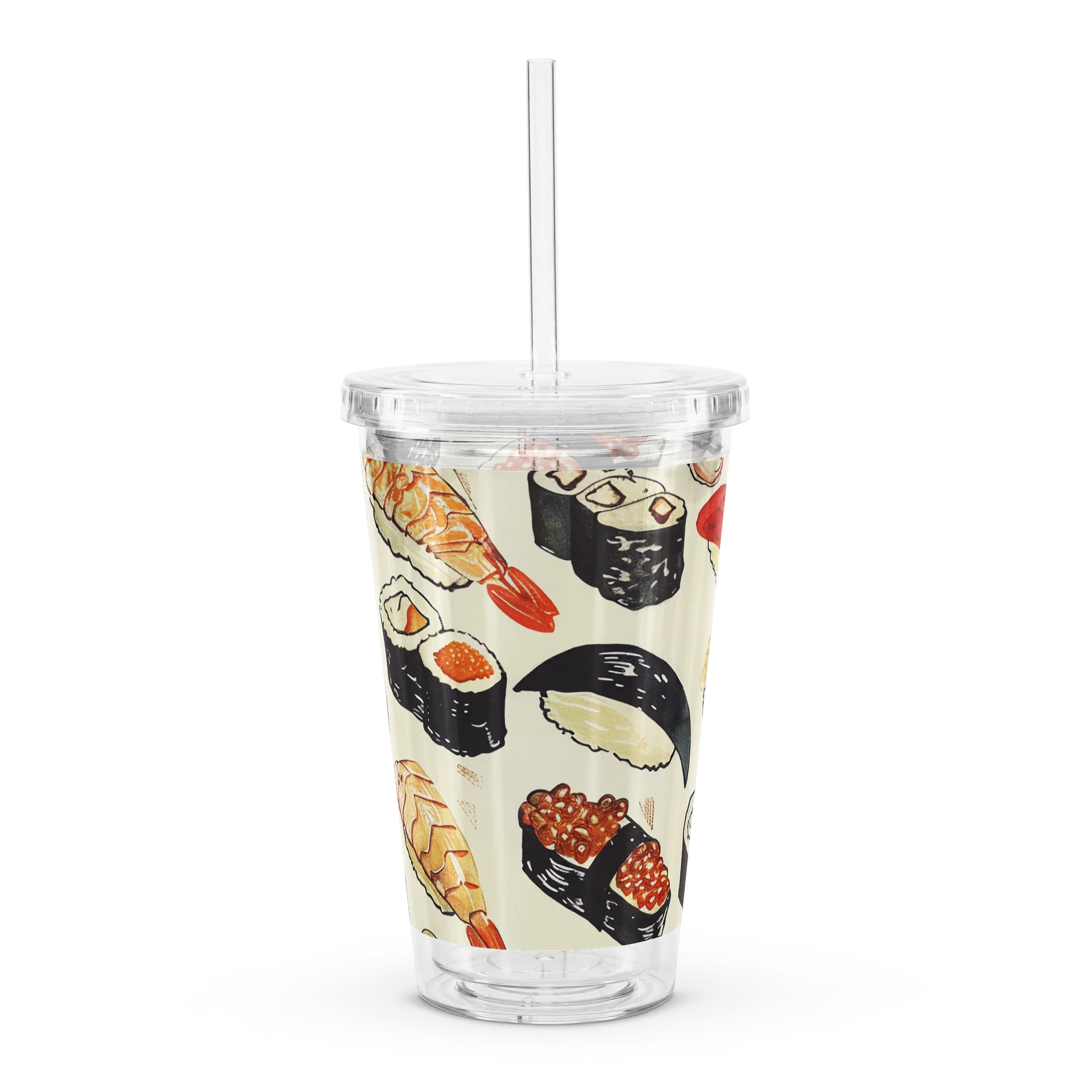 Japanese Sushi Acrylic Tumbler with Straw | Cute Watercolor Food Print Cup product image (8)