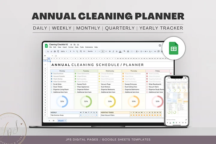 Comprehensive Cleaning Checklist Template - Google Sheets Template product image (1)