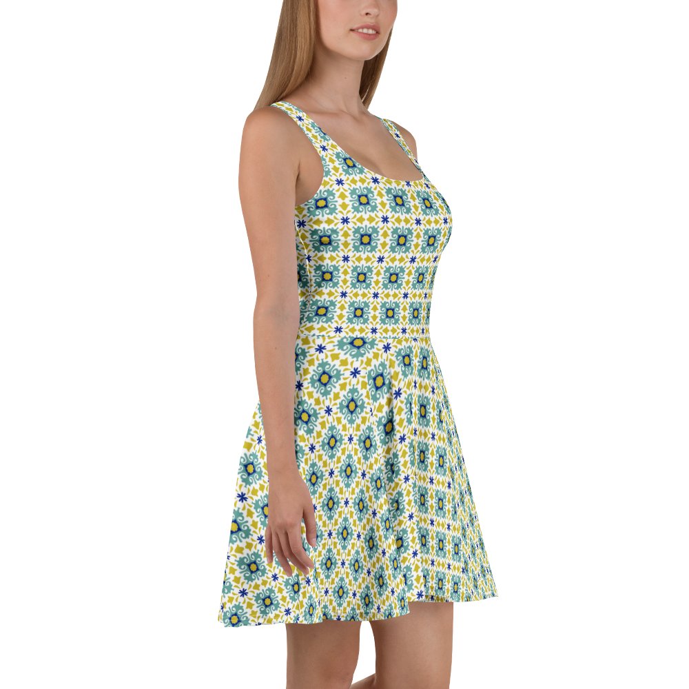 Mediterranean Mosaic Dress | Cyan Blue & Mustard product image (5)