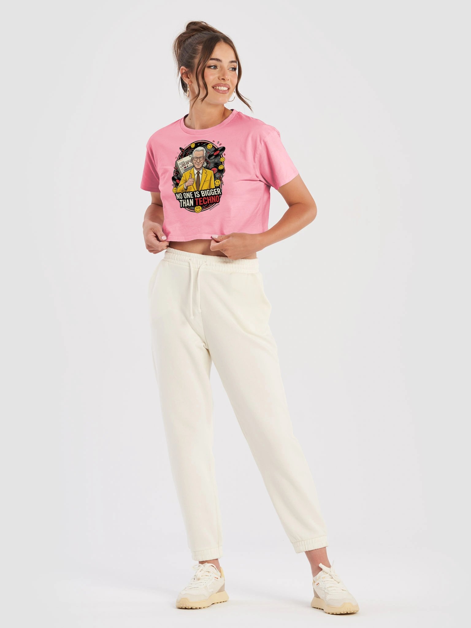 No One Is Bigger Than Techno Women's Premium Crop Top Double Sided product image (4)