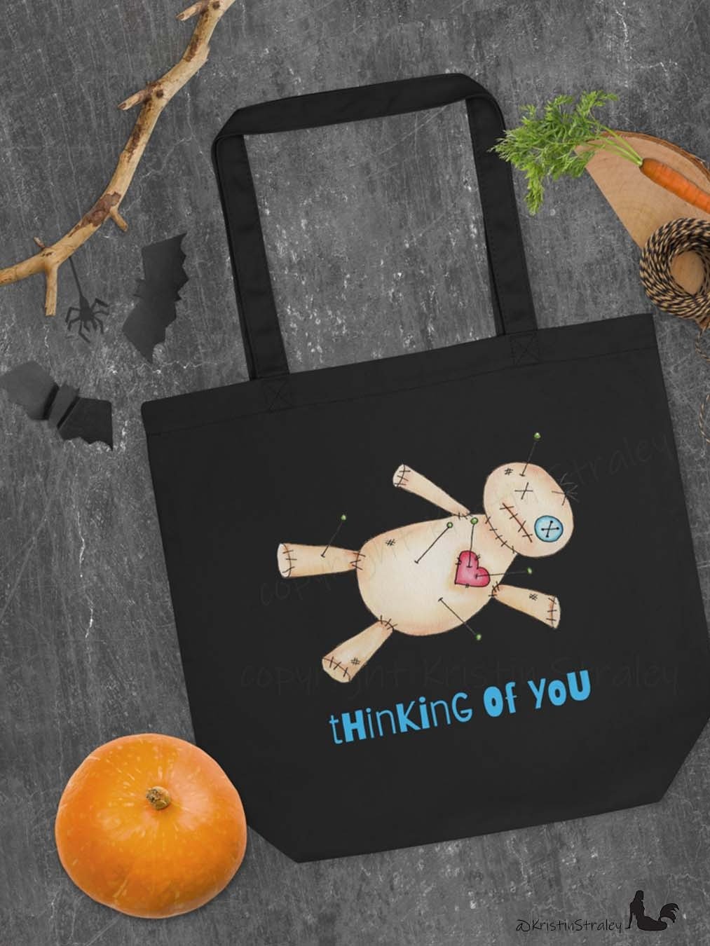 Painted Poppet Voodoo Doll "tHinKinG Of YoU" Eco Cotton Tote Bag product image (7)
