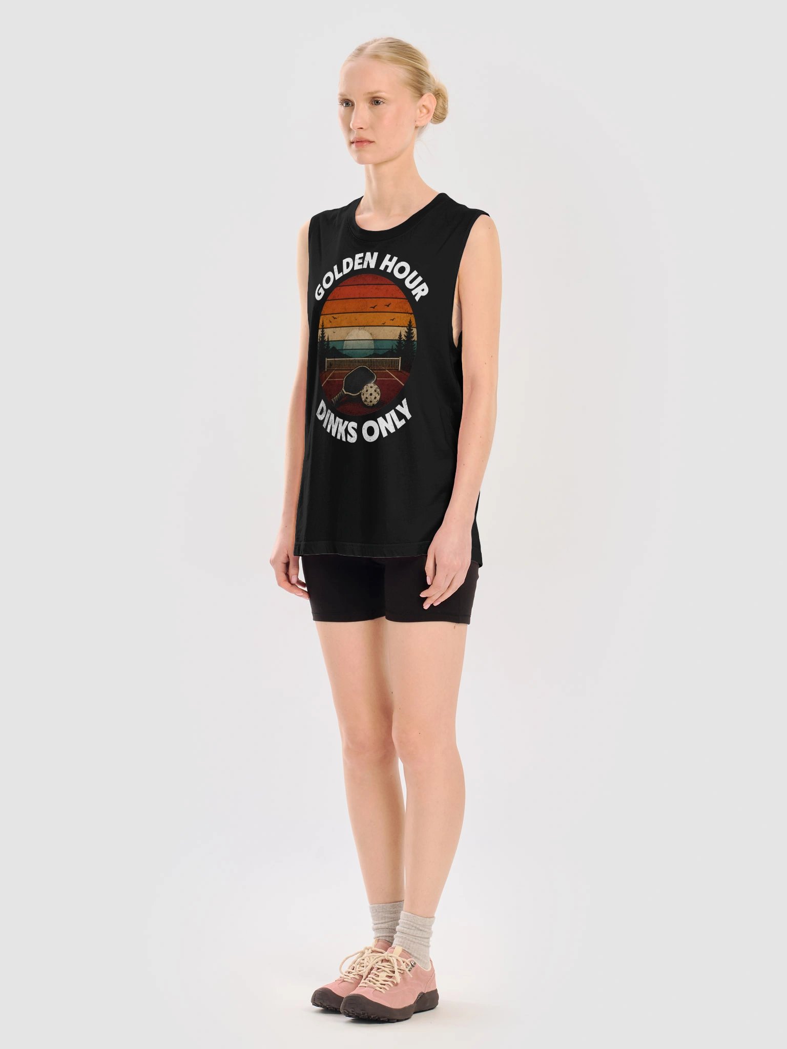 Golden Hour Dinks Only Pickleball Tank Top – Funny Pickleball Tank Top product image (4)