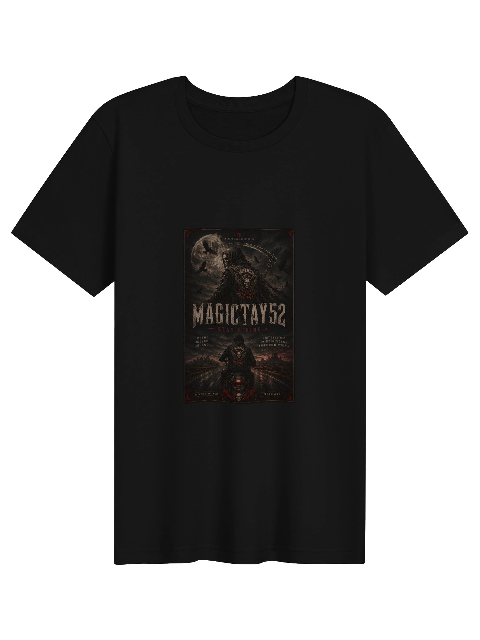 STAY RIDING — Gothic Biker Tee (MAGICTAY52) product image (1)