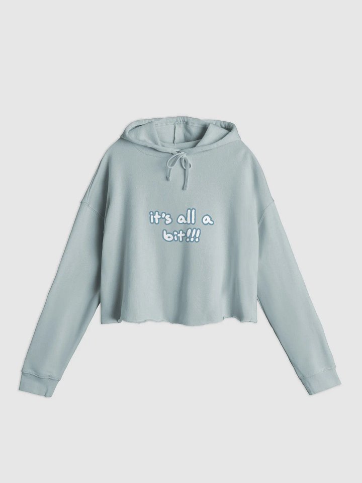 “It’s all a bit!!!” (sm. lined design, #709AAF) lightweight cropped hoodie product image (7)