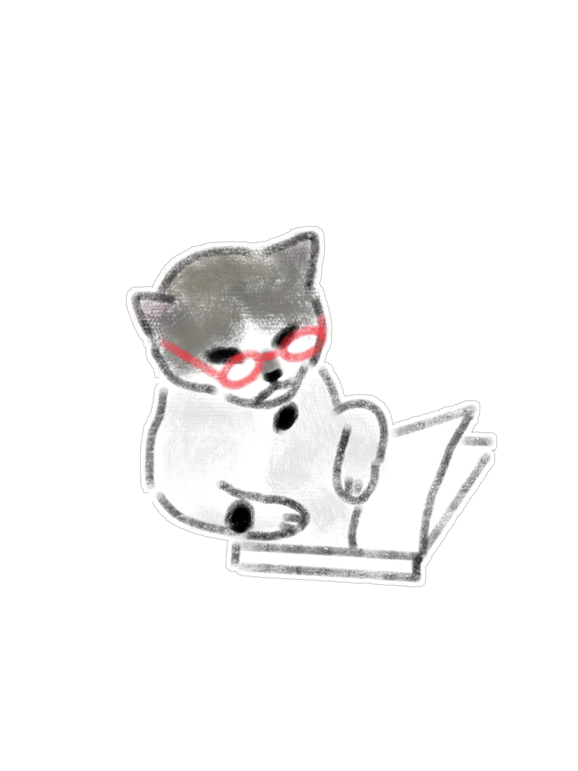 Aesthetic Hand-Drawn Watercolor Cat Sticker & Clipart Pack product image (10)