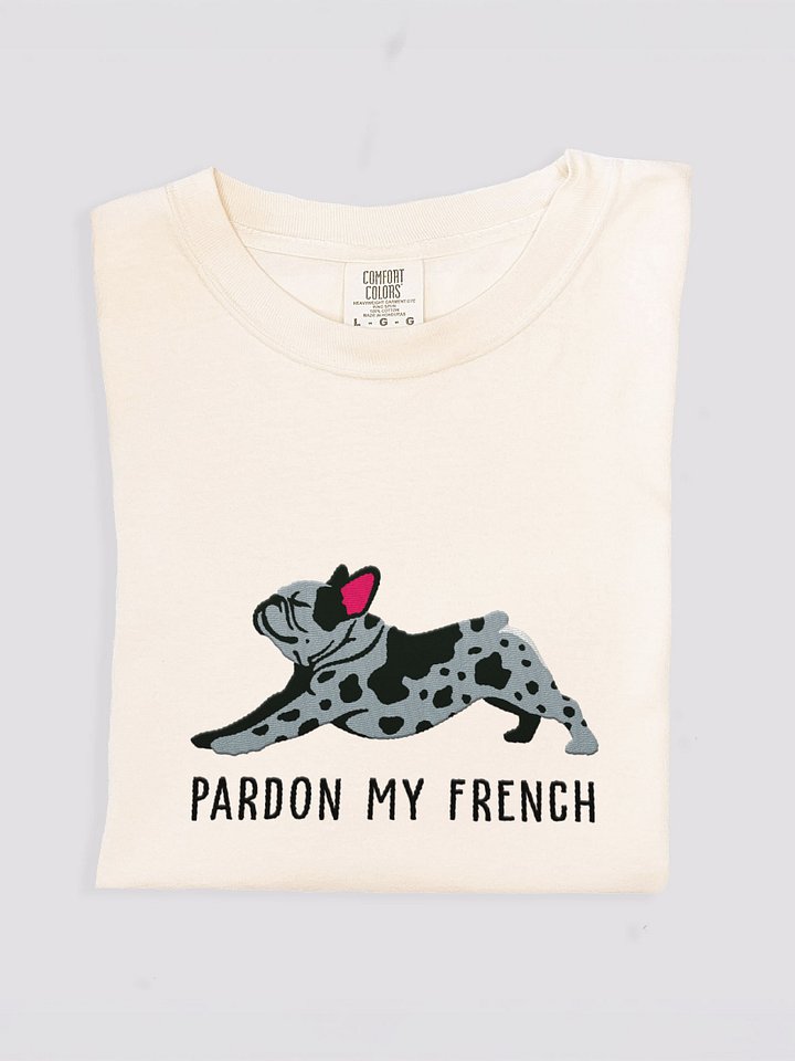 Pardon My French T-Shirt(Embroidered) of a French Bulldog(Blue Merle) product image (2)