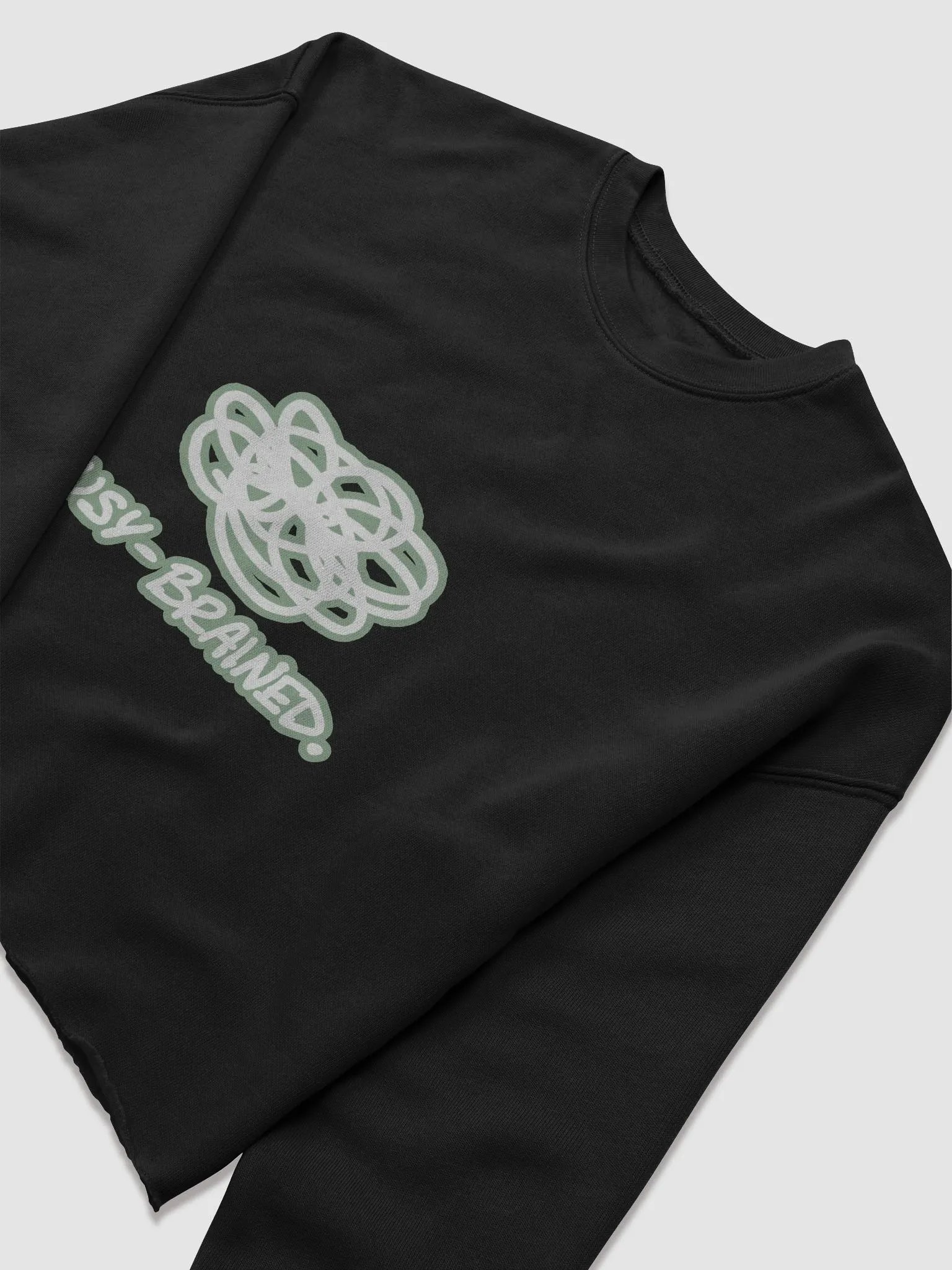 BUSY-BRAINED (lined design, #96B697) Women's Fleece Crop Sweatshirt product image (5)