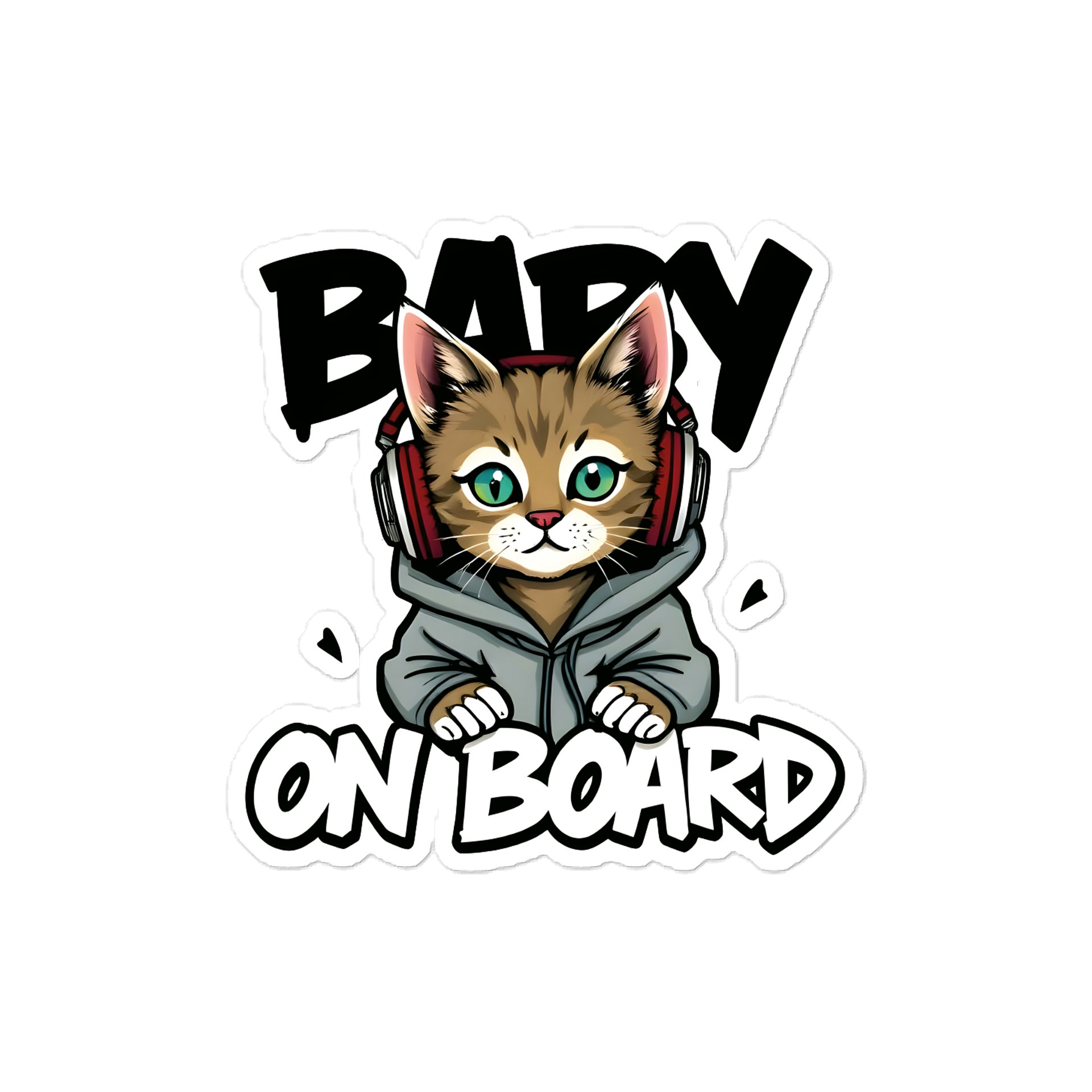 Cool Cat Urban Style Car Decal - 5x5 Premium Vinyl Sticker - Streetwear Inspire Cat with Headphones Graphic for Cars and Jeeps product image (1)