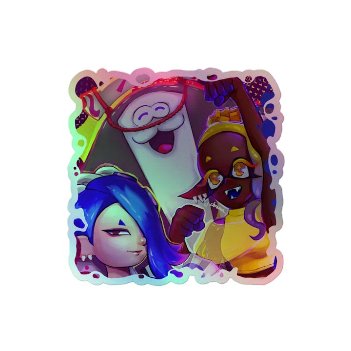 Repping the Splatlands - Colorful Game Fanart - Holographic Sticker - Art by CosmicChroma product image (2)