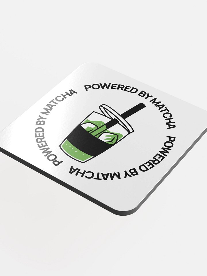 Powered By Matcha Light Glossy Cork Coaster product image (1)