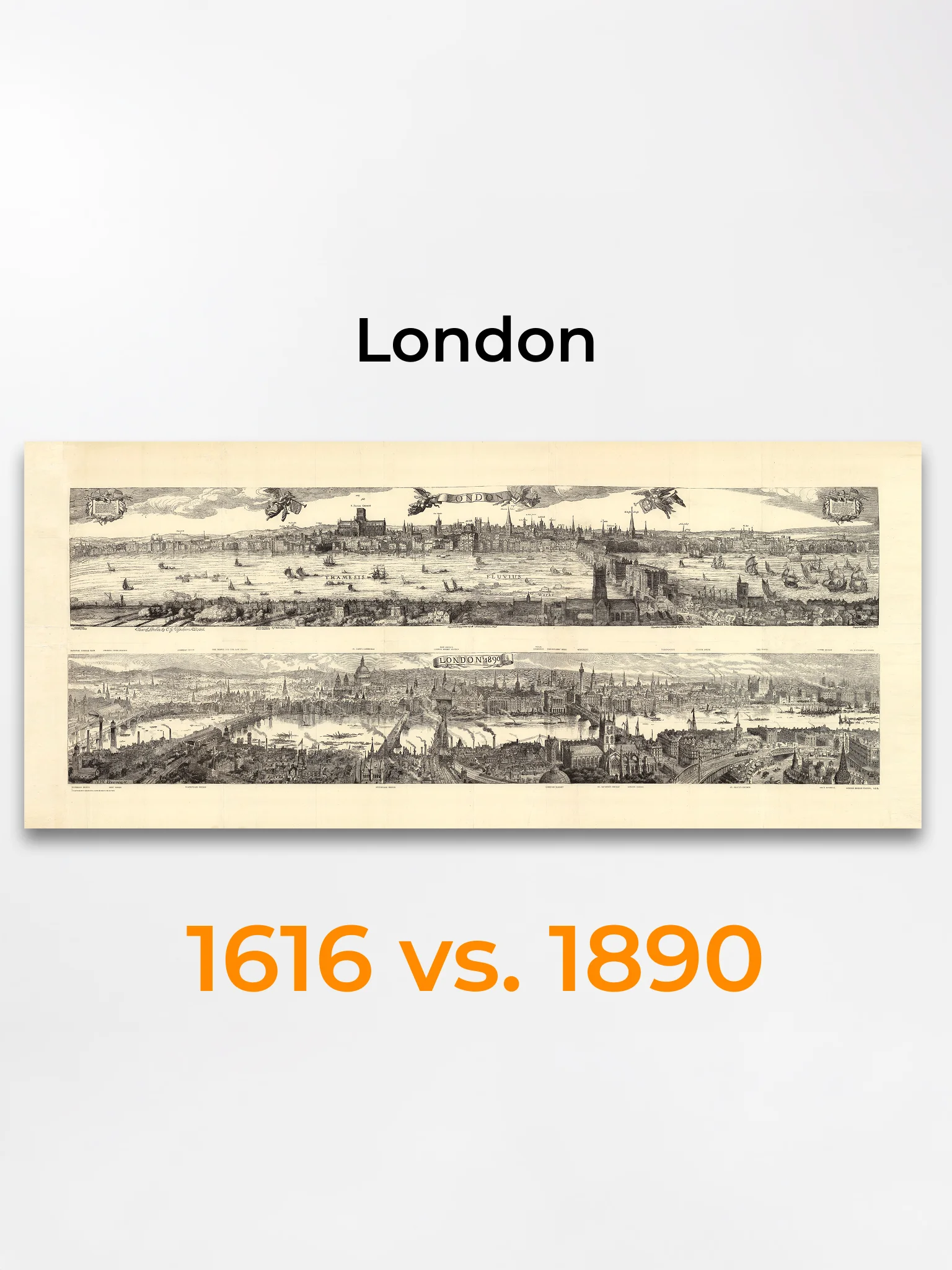 London Cityscape 1616 vs. 1890 (Canvas Print) product image (1)