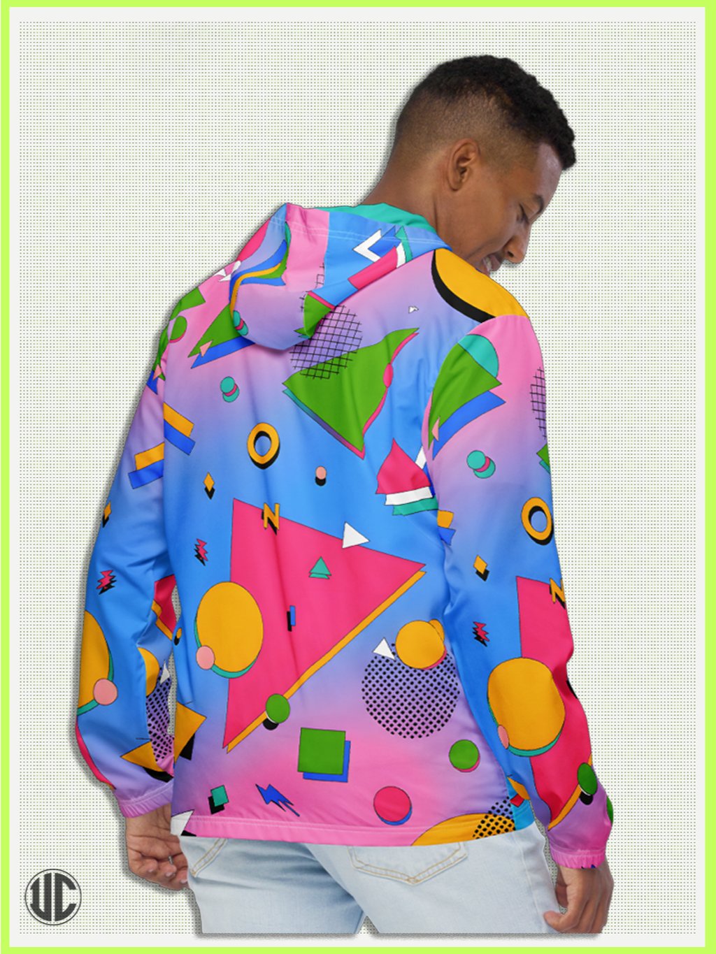 Retro 1980s Windbreaker Jacket – Colorful Memphis Style Zip Hoodie | Vintage Lightweight Streetwear for Men & Women product image (5)