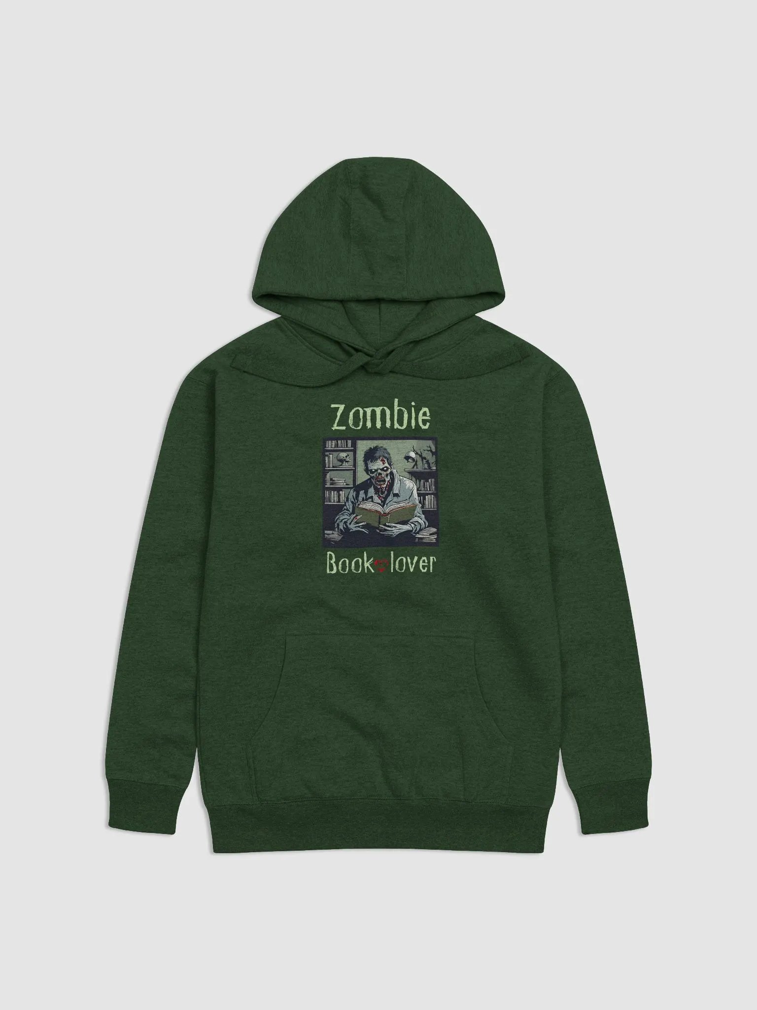 Zombie Book Lover Man - Dark Green Unisex Hoodie product image (1)