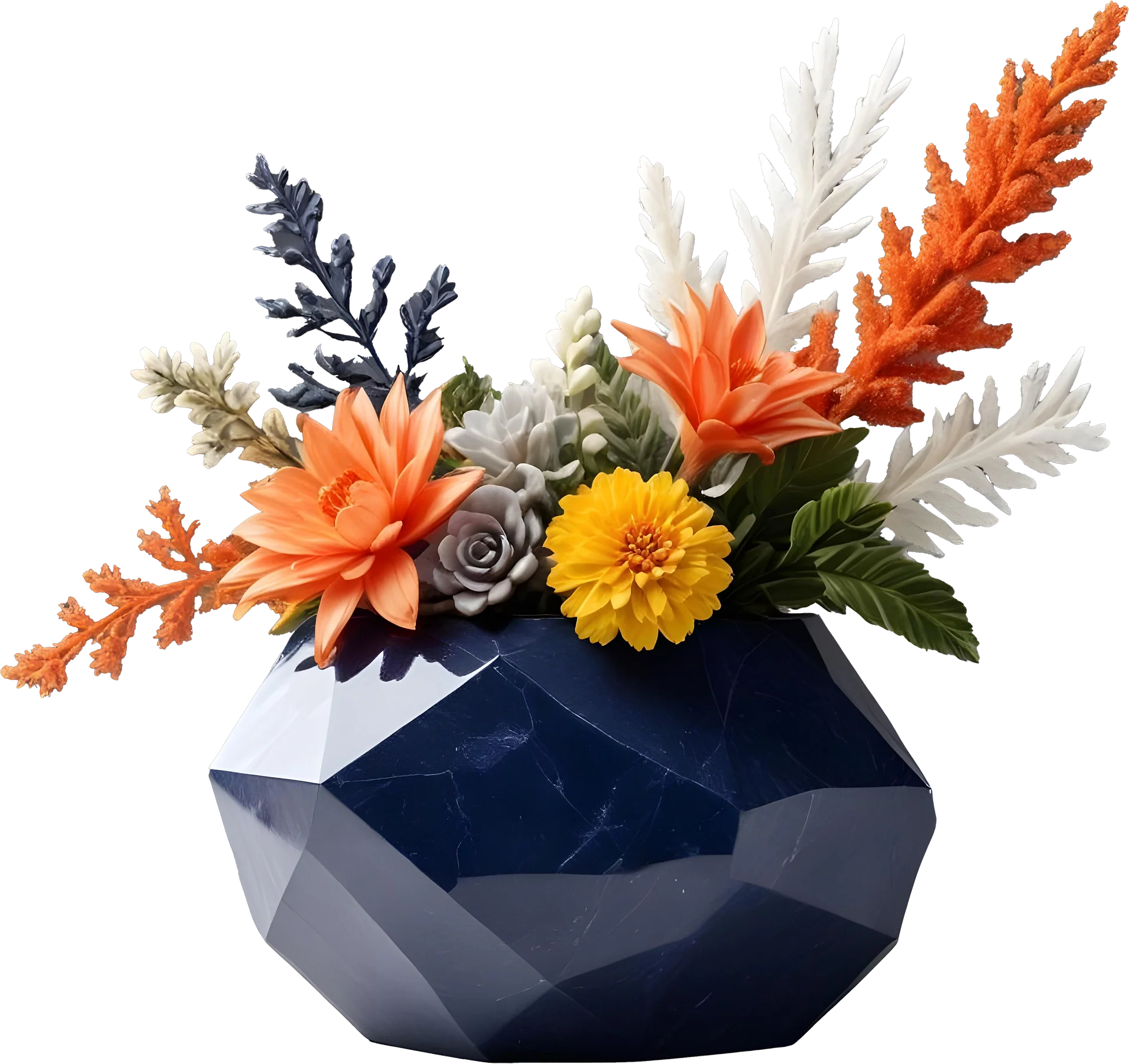 Golden Tides – Tropical Luxe Faceted Vase PNG product image (1)