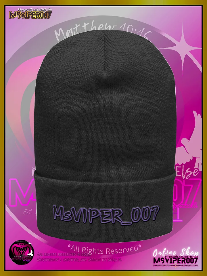 Cuffed Beanie [ Embroidered Design(s) ] - "MsViper_007™ Brand [purple/blk] - Support&Sport" Stylish Beanie by Anna H. product image (1)