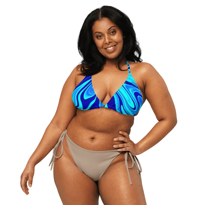 Padded String Bikini Top - Light and Dark Blue Digital Fluid Art product image (1)