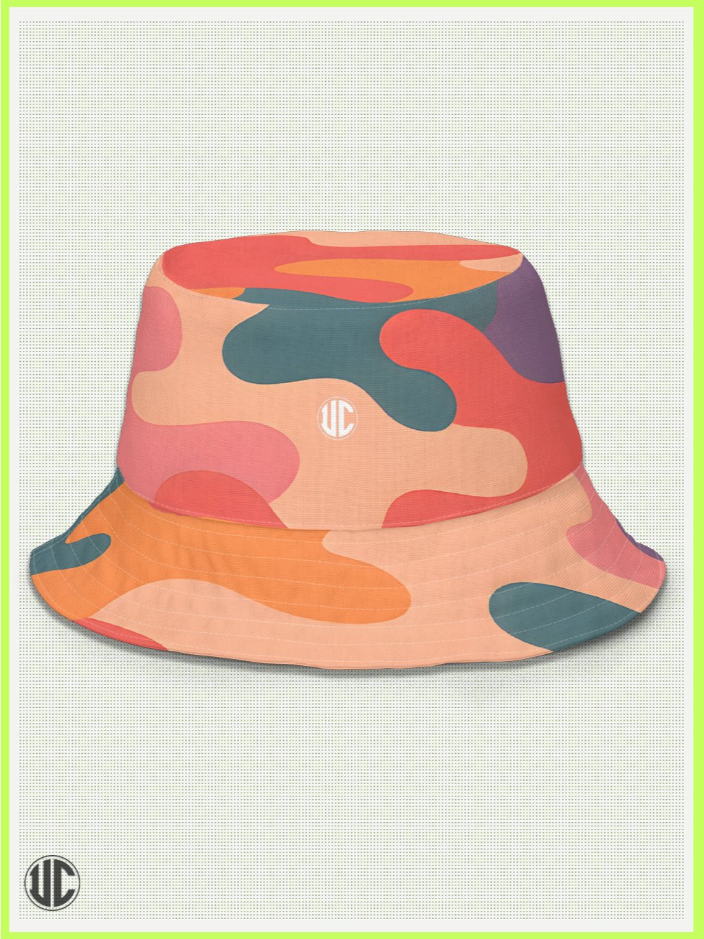 UnkoCon Dual-Side Bucket Hat – Digital Wave × Coral Camo product image (3)