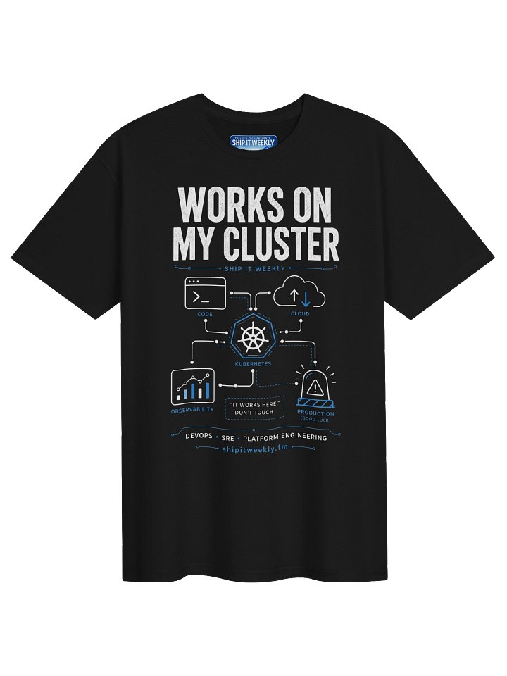 Works On My Cluster | Ship It Weekly DevOps Tee product image (1)