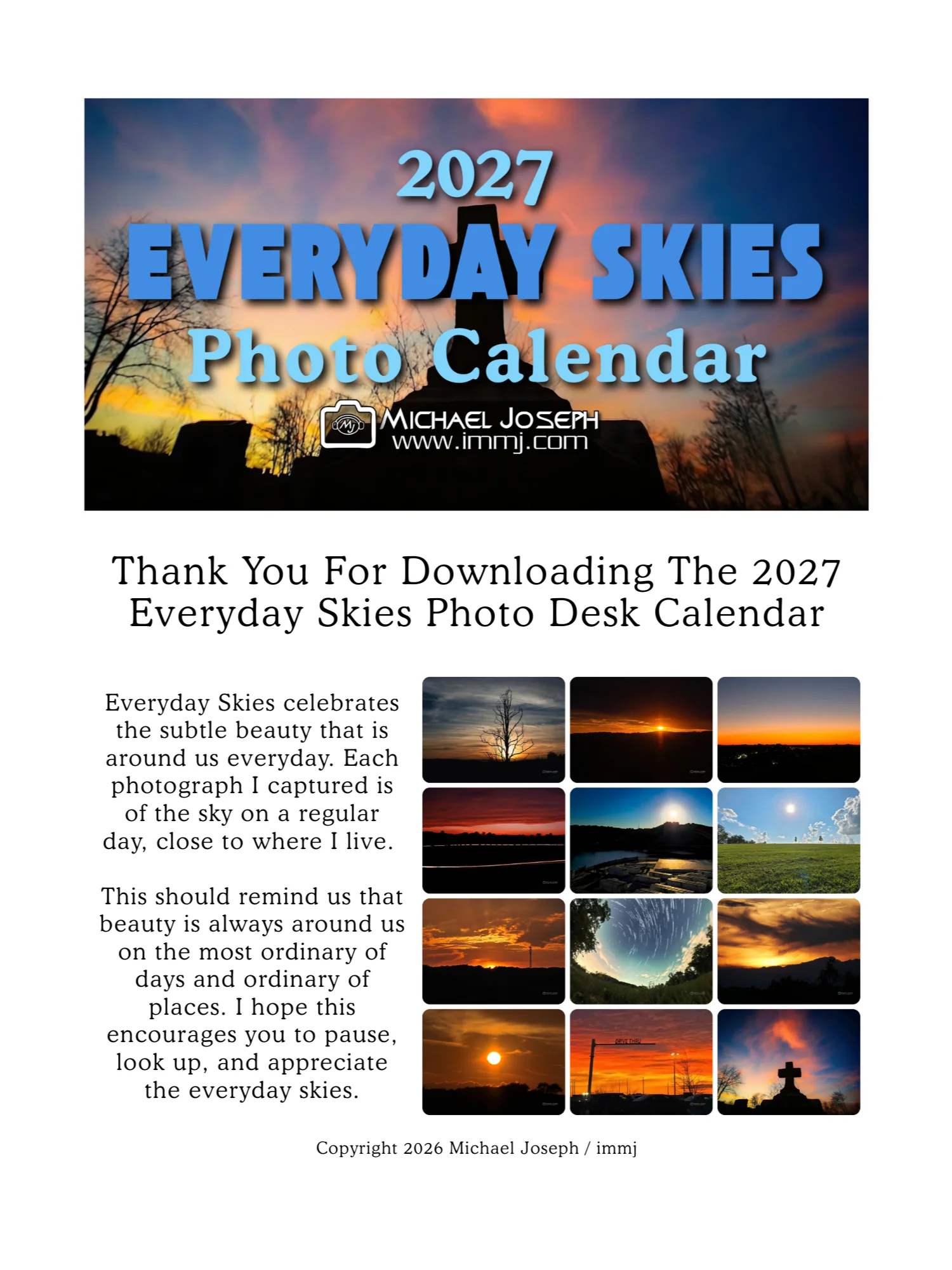 2027 Everyday Skies Photo Desk Calendar product image (1)