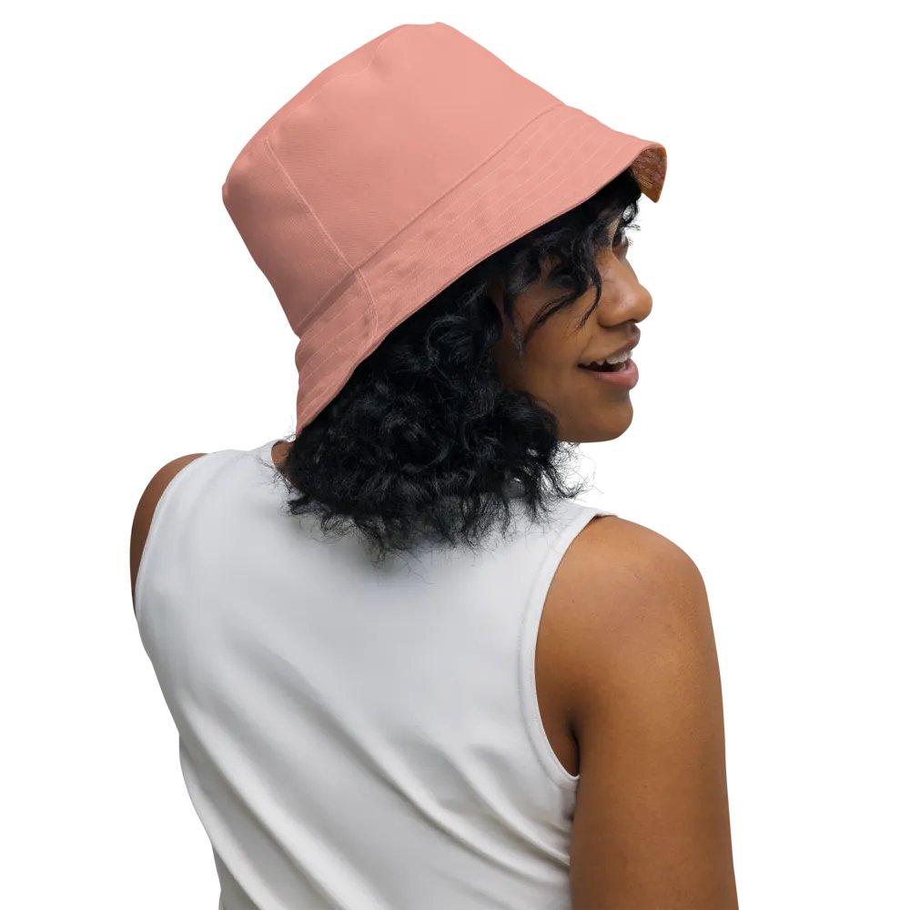 Retro Flowers Coral Reversible Bucket Hat product image (4)