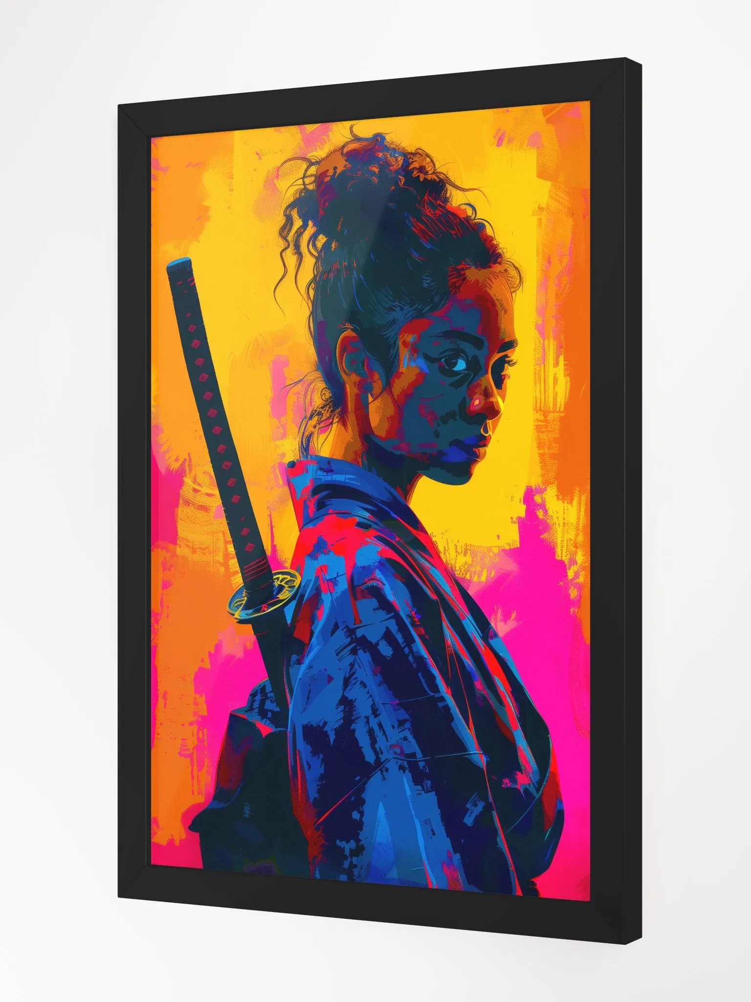 Afro Beauty Geisha Warrior ART FRAMED PRINT product image (2)