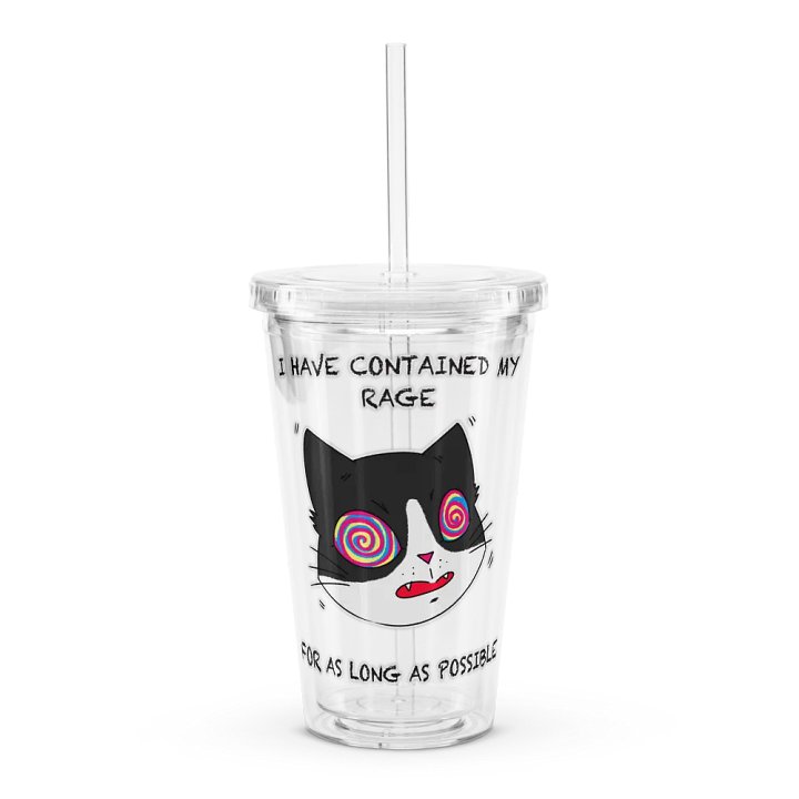 Rage Cat Clear Plastic Tumbler product image (1)
