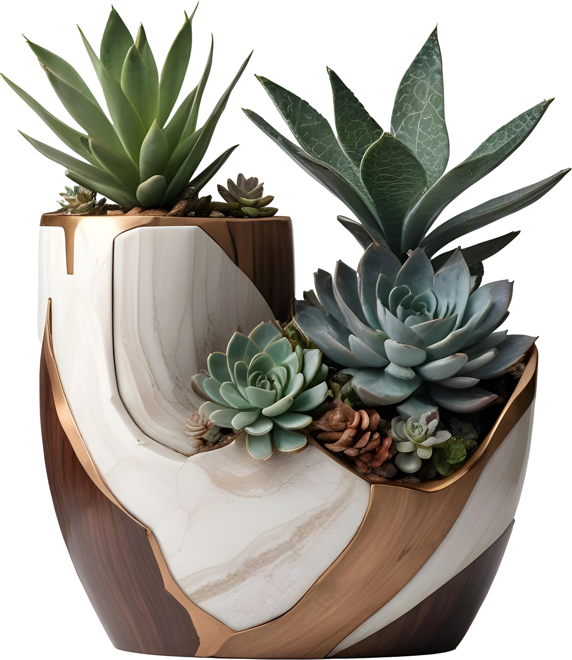 Earthly Symphony – Dual Chamber Succulent Vase PNG product image (1)