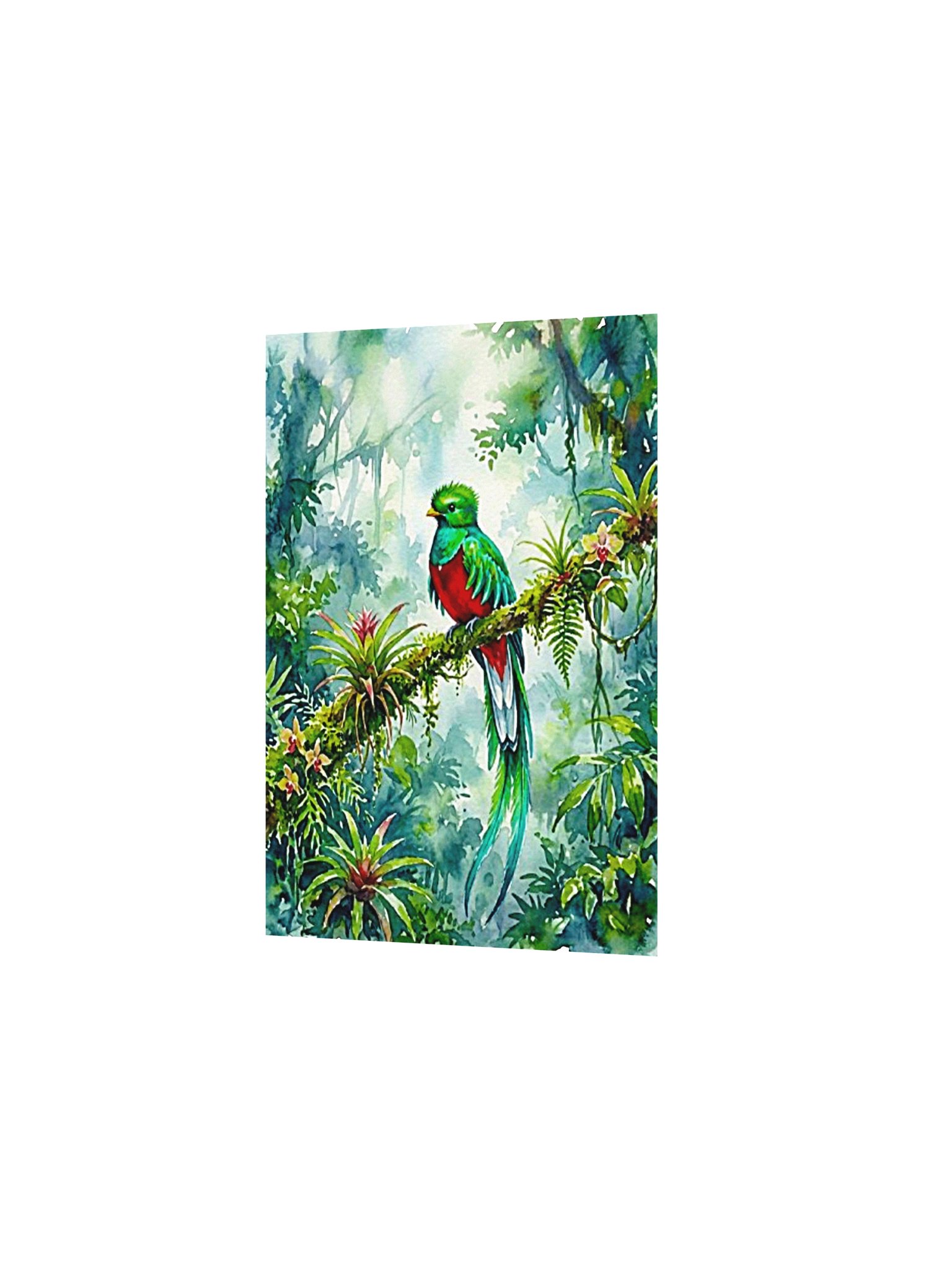 Resplendent Quetzal Tropical Rainforest Watercolor Matte Poster product image (9)