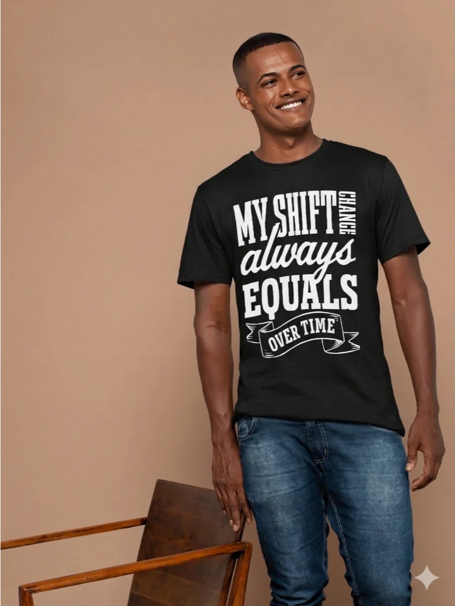 Hotel T- Shirt – My Shift Change Always Equals Overtime (Black) product image (10)