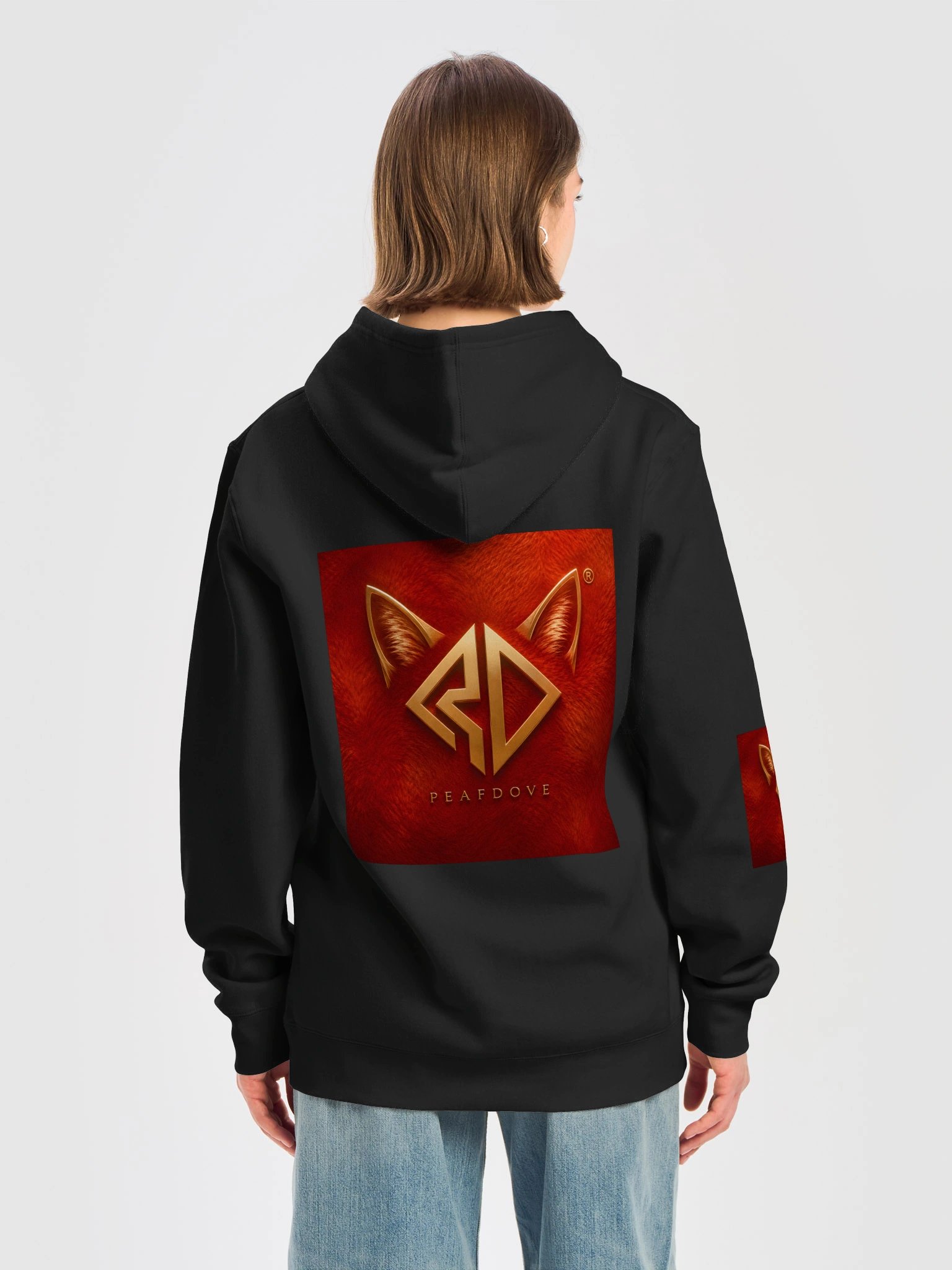 PEAFDOVE® RED CAT SIGNAL — Black Hoodie product image (2)