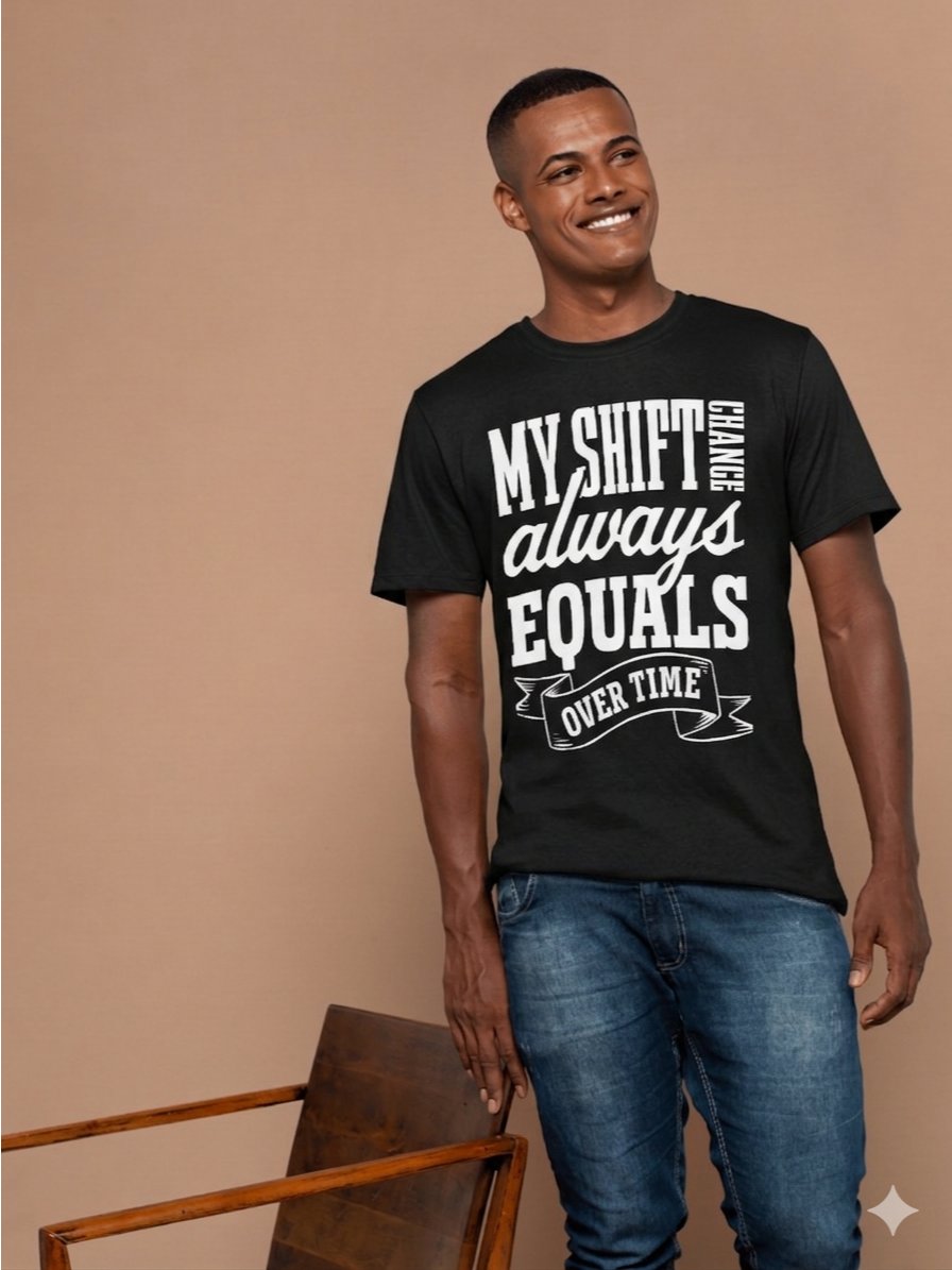 Hotel T- Shirt – My Shift Change Always Equals Overtime (Black) product image (10)