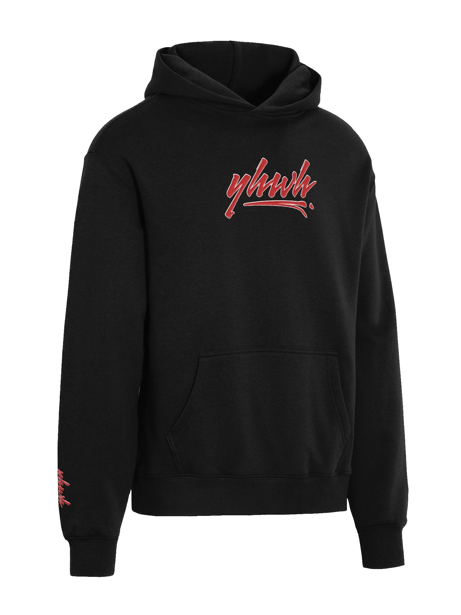 YHWH - PREMIUM OVERSIZED Embroidered Hoodie Red on Black product image (3)