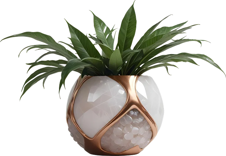 Glamour Organique – Luxury bronze and quartz Design Planter PNG product image (1)