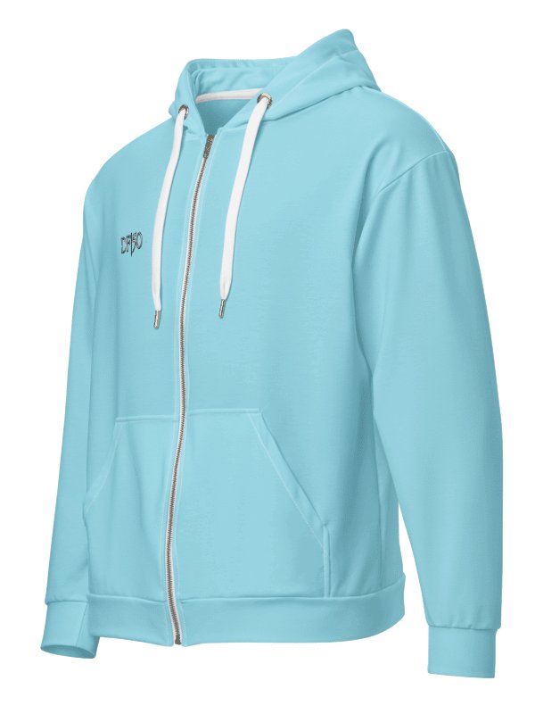 DONT FEEL 50 YOU ARE TIMELESS Aqua ZIP HOODIE MADE WITH RECYCLED POLYESTER UNISEX product image (5)